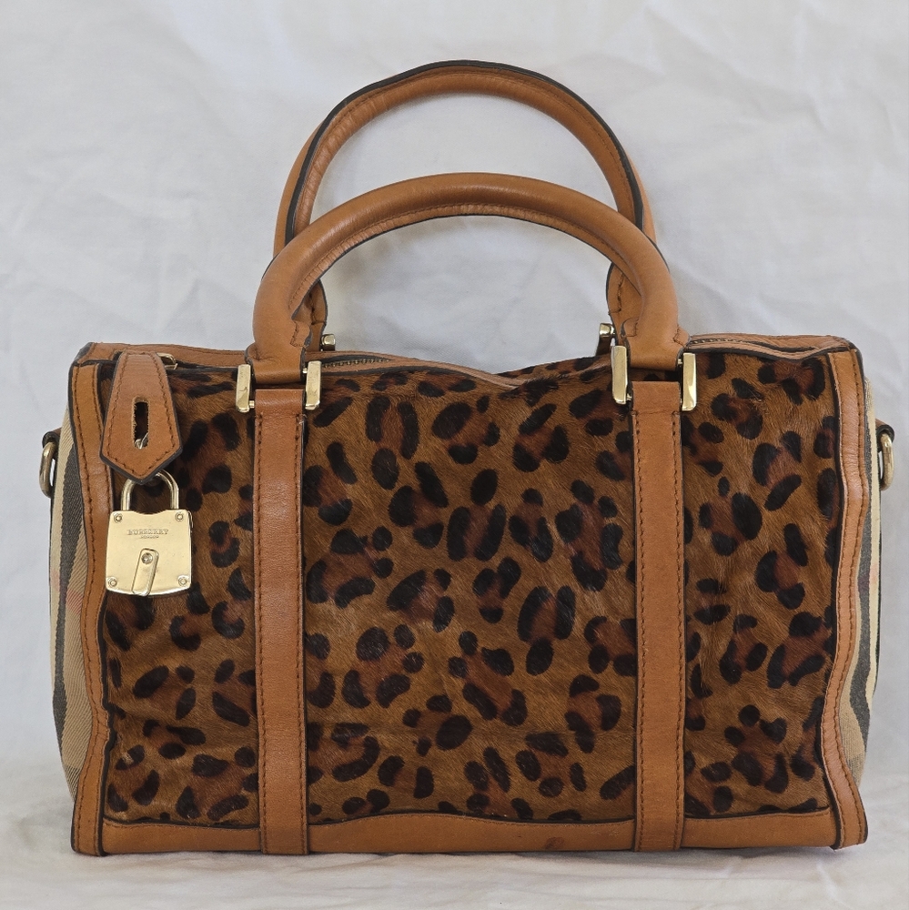 Leopard Ponyskin House Check Calfskin Boston Tan